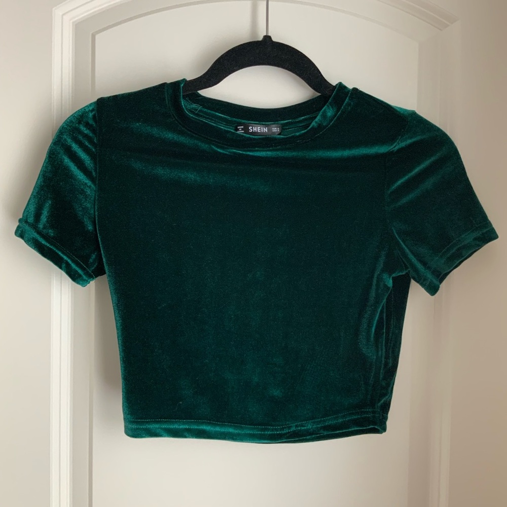 SHEIN Emerald Velvet Blouse